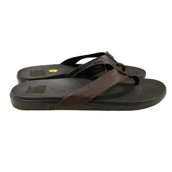 Reef Cushion Phantom LE Mens 13 Thong Slide Sandals Black Brown Leather NEW main image 4